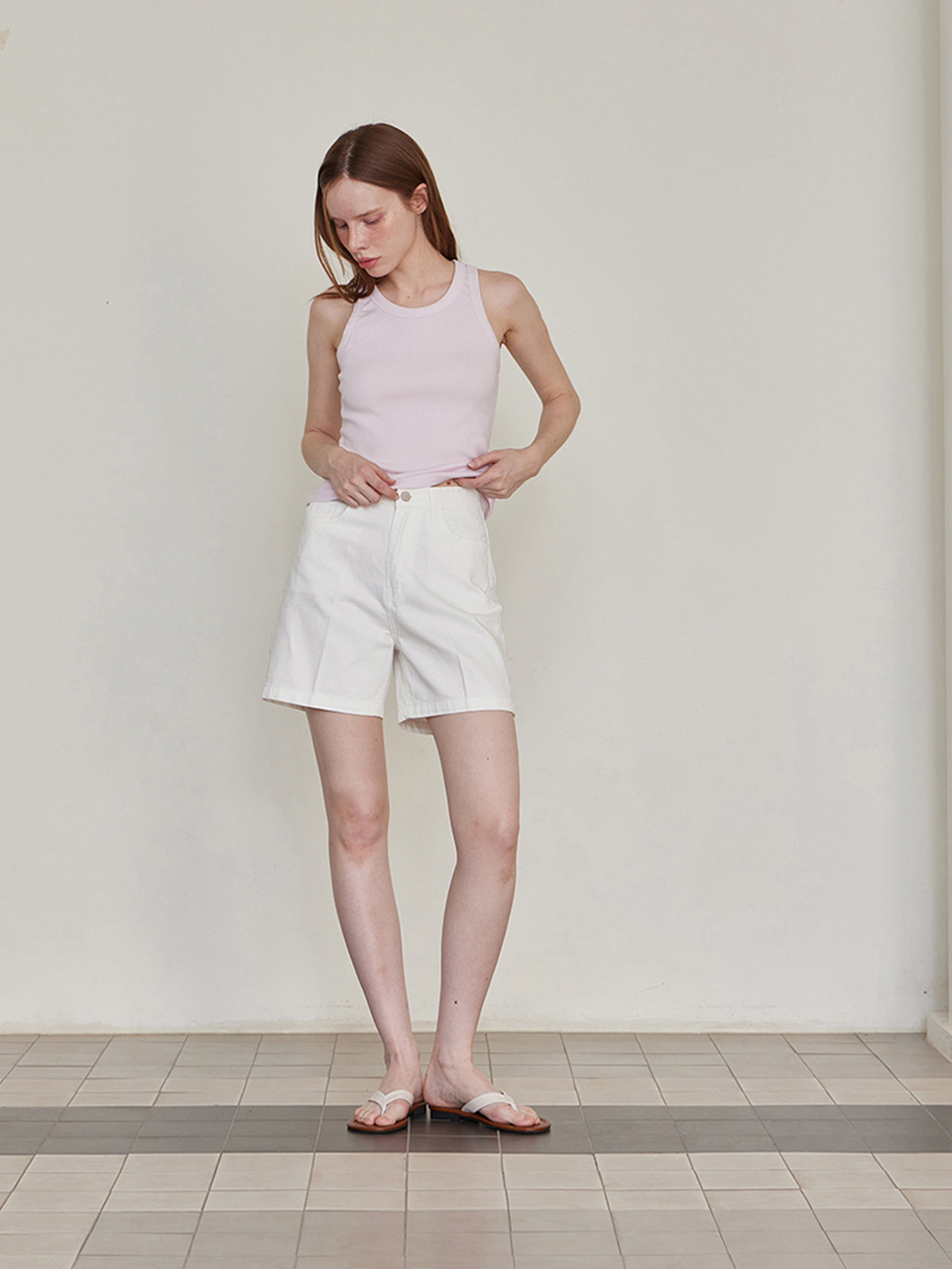 Maryse Short Denim Pants - White